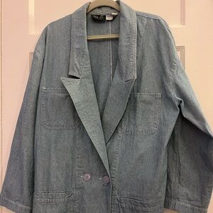 Vintage Oversized Double-Breasted Denim Blazer